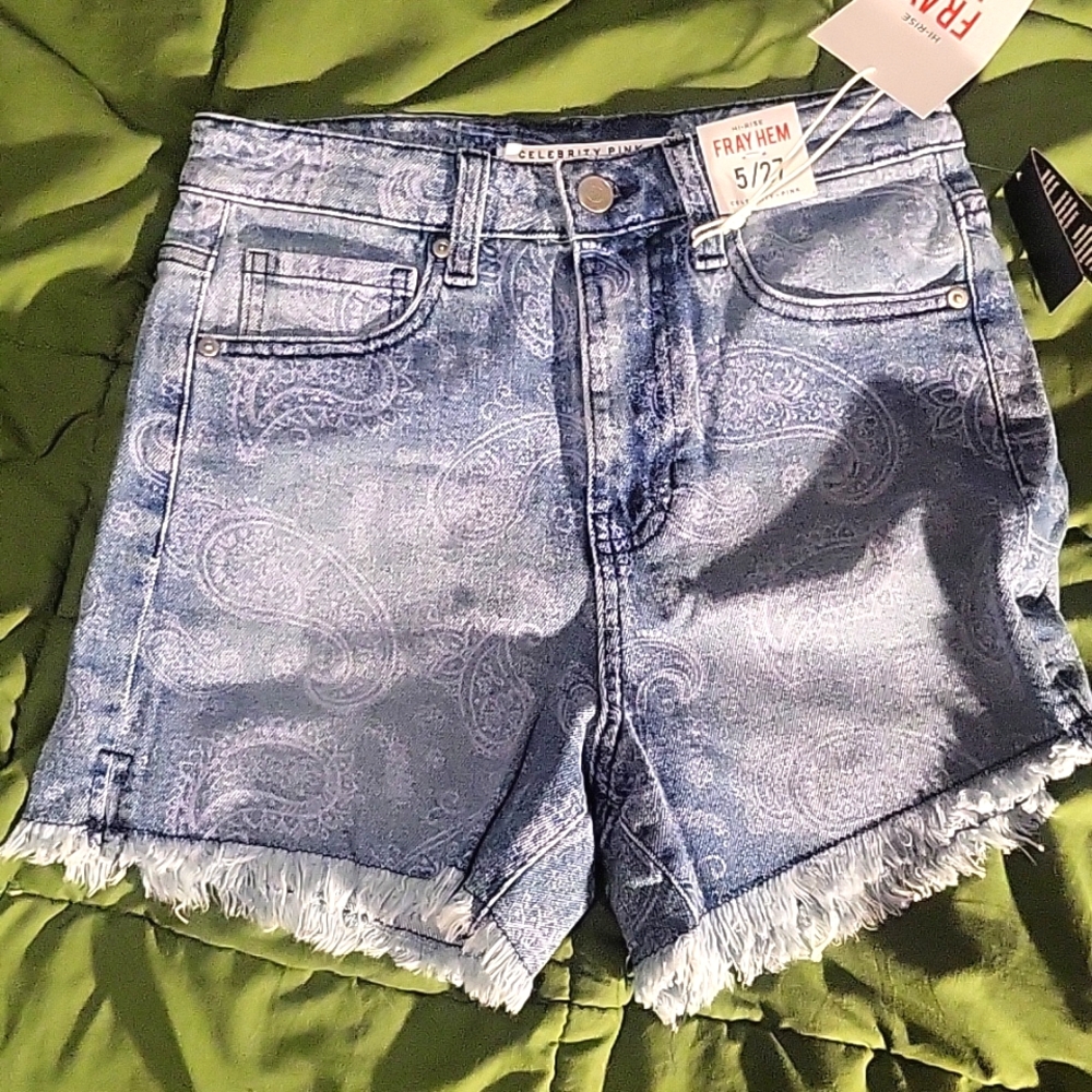 Celebrity Pink brand Denim Jean Shorts w Bandana Print Size 5 / 27 Juniors